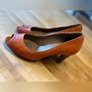 Ecco Brown Leather Block Heels